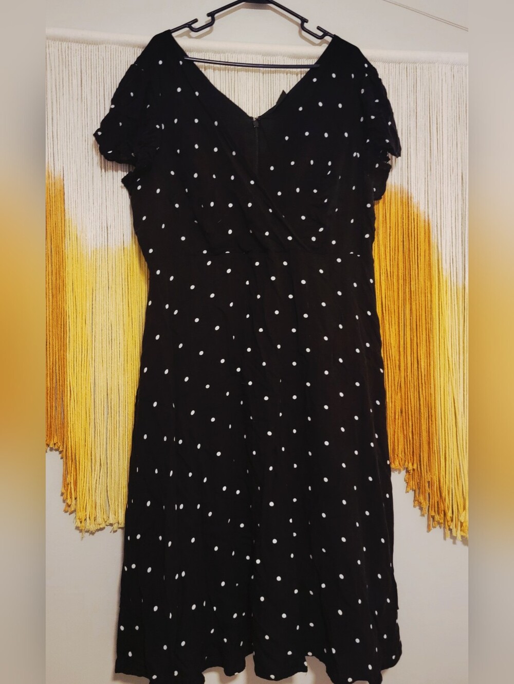 Vintage City Chic Plus Size Black Polka Dot Midi Dress with V-Neck